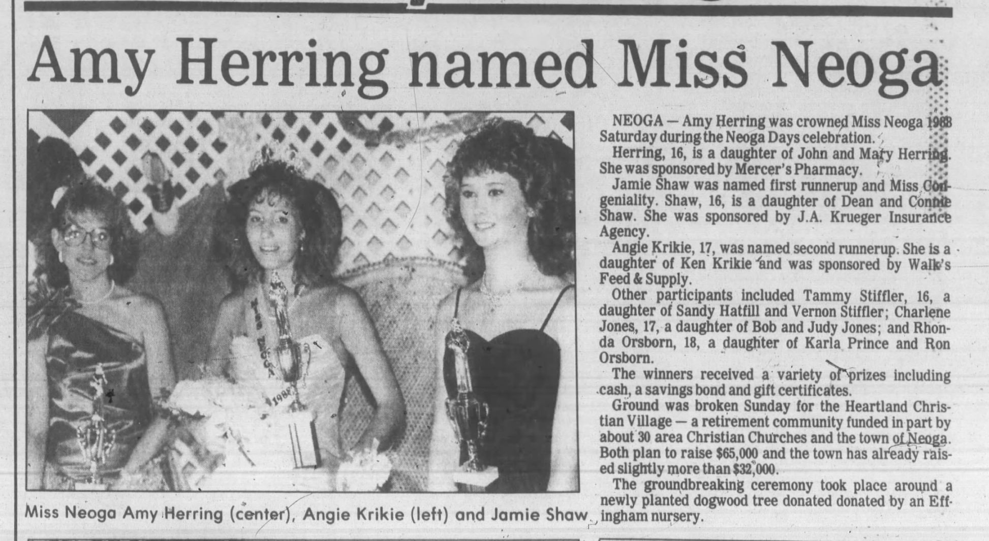 Amy Herring named Miss Neoga